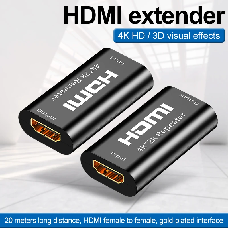 

Adaptador de hdmi banhado a ouro 4k * 2k, extensor de sinal, amplificador de sinal com mais de 4.95gbps extensor tslm1