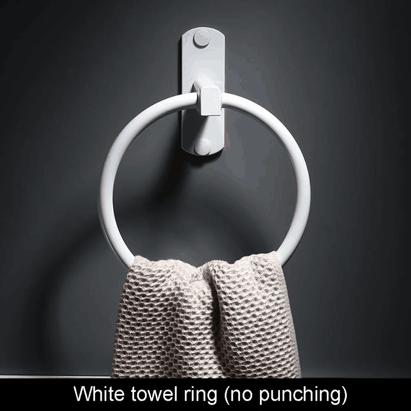 Durable Aluminum Round Wall-Mounted Towel Ring Holder Rack Bathroom Accessories Black White Silvery | Обустройство дома
