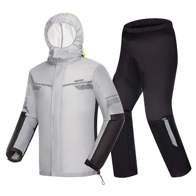 

Men Waterproof Rain Coat Suit Motorcycle Fashion Sports Reflective Raincoat Jacket Light Soft Nylon Impermeables Rain Gear DK50R