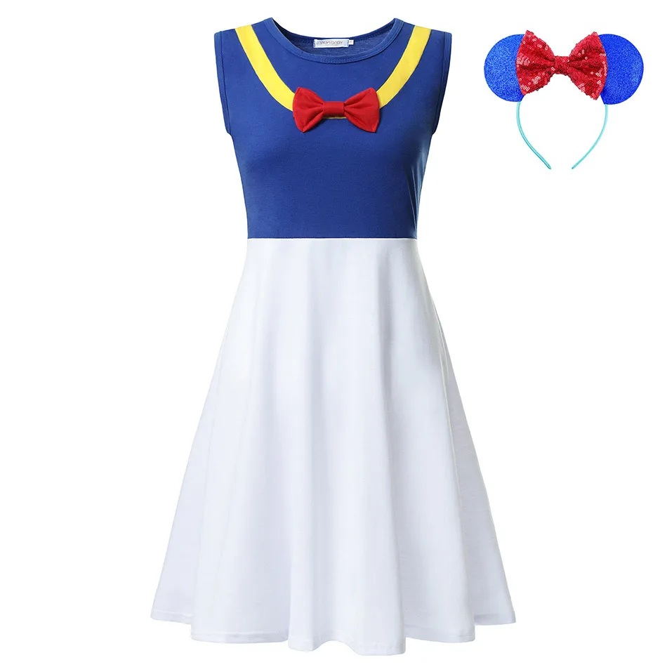Donald Duck S-M-L-XL-XXL платье принцессы взрослая Эльза Анна Белль мама Ариэль Рапунцель платья Минни Бо Peep Maleficent ролевые игры одежда для вечеринок - Цвет: Donald Duck