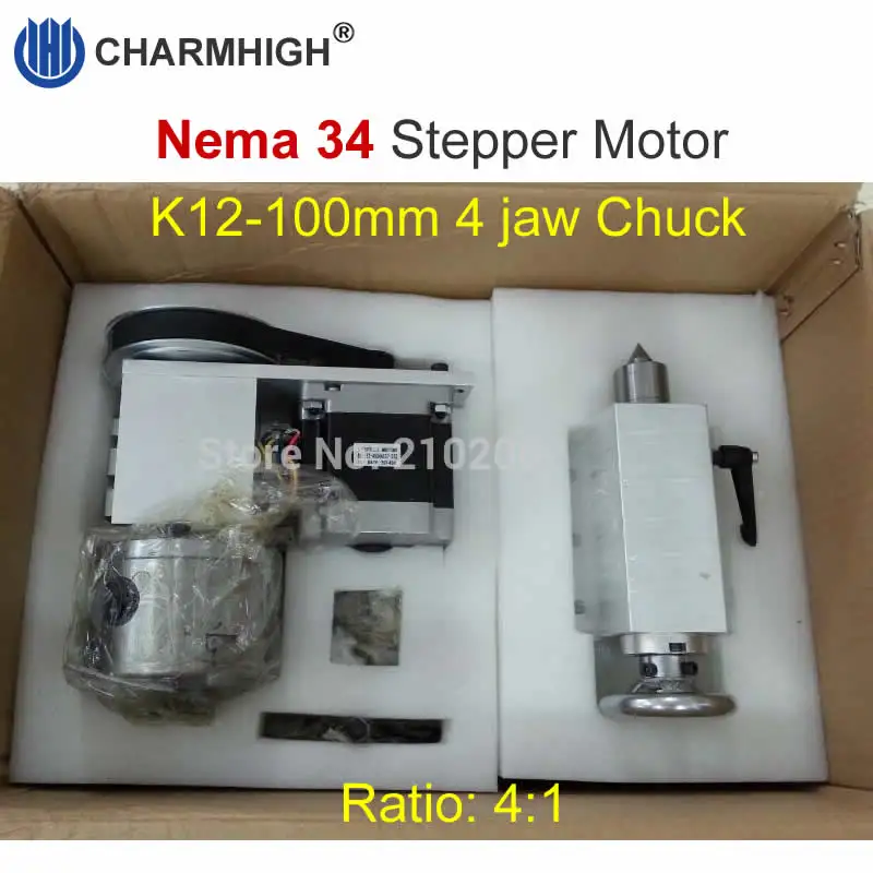 Шаговый двигатель Nema 34 (4:1) Φ 4 Челюсти патрона 100 мм ЧПУ я ось A aixs вращающаяся +