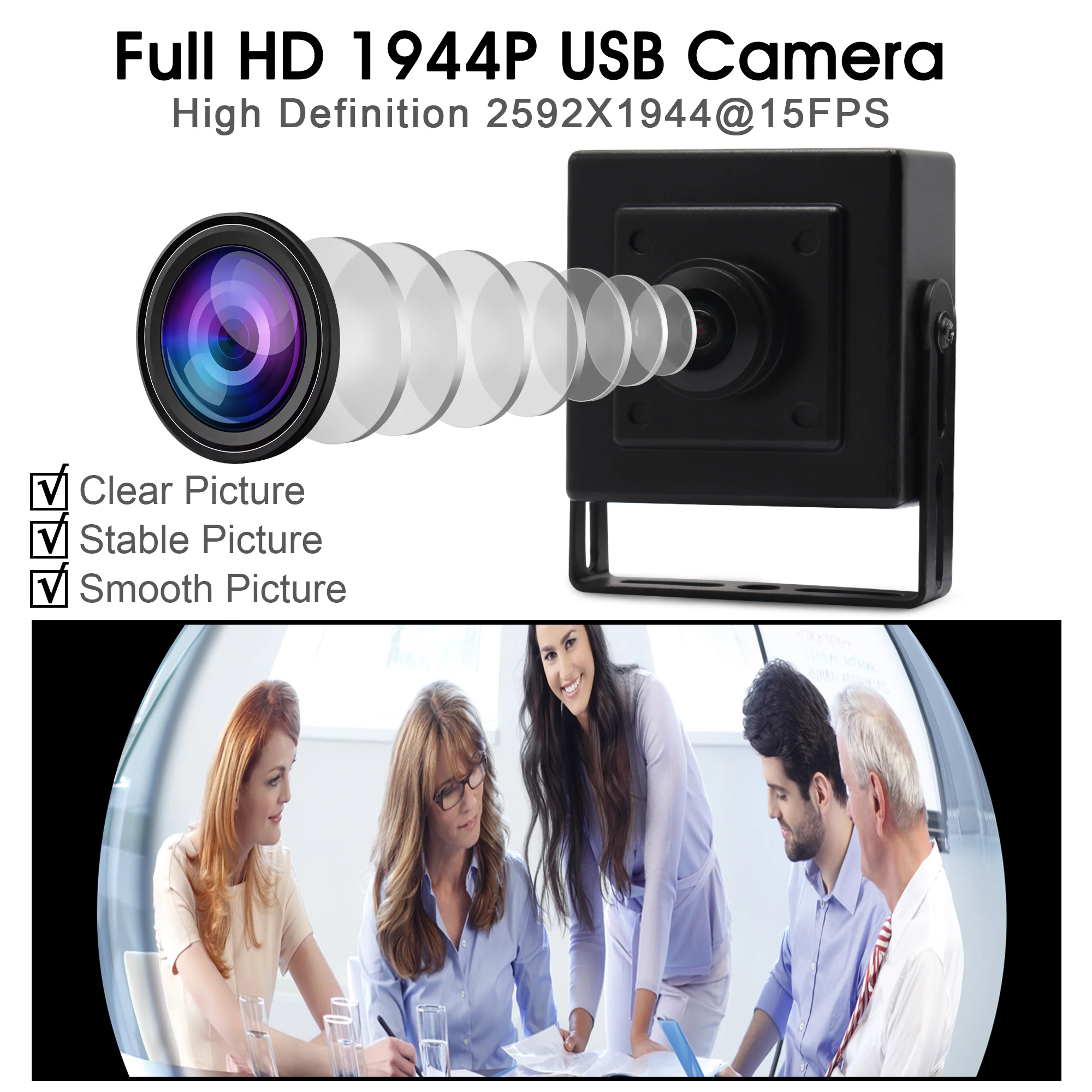 ELP 5MP 2592*1944 HD High Speed 30fps@1080P 180degree Fisheye Lens USB Camera CCTV Mini box Wide Angle Webcam for PC Laptop |