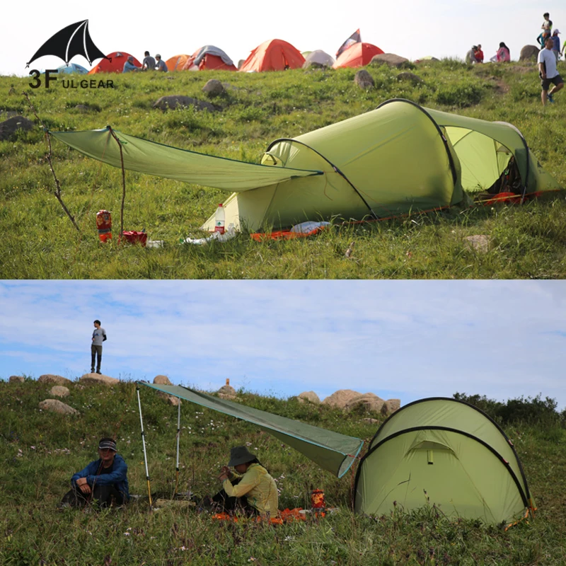 

3F UL GEAR 15D Tunnel Tent Waterproof 5000mm Double Layer Ultralight 2 Persons Camping Tent Outdoor Travel Tent With free Mat