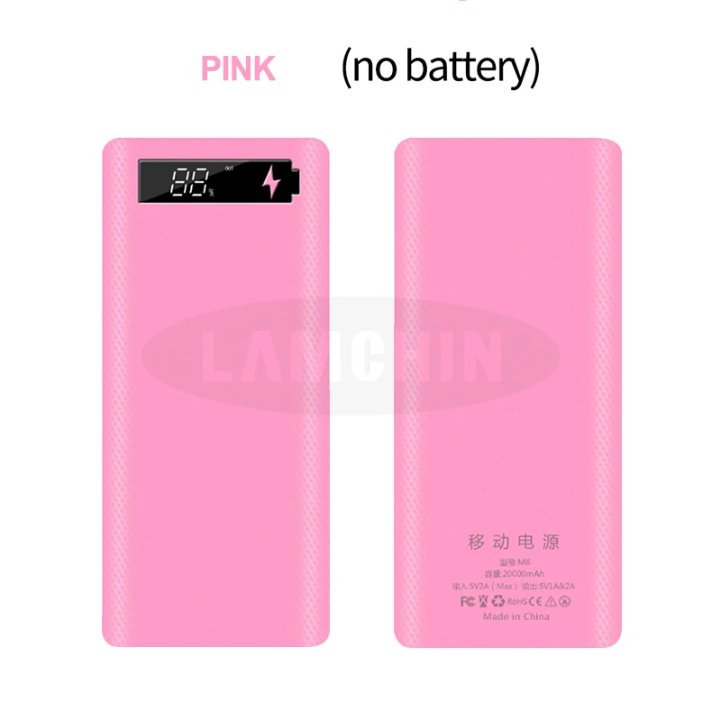 Pink digital 5 в двойной USB 8*18650 Внешний аккумулятор с дисплеем высокой емкости 18650 USB зарядное устройство DIY чехол для IPhone samsung huawei - Цвет: Pink digital