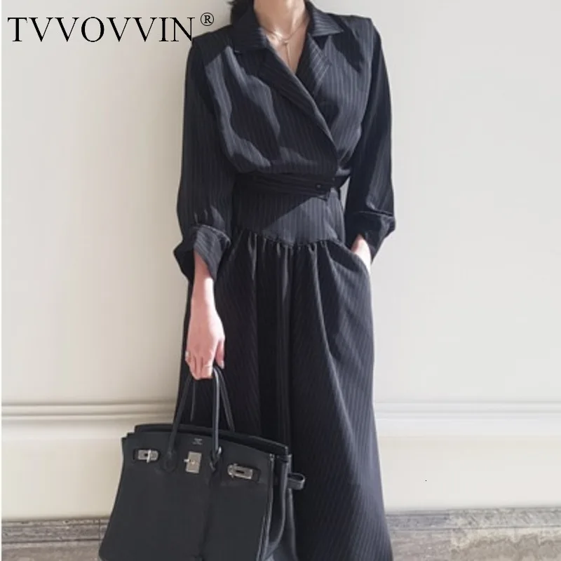 

TVVOVVIN 2020 Новое Полосатое женское платье с длинным рукавом Повседневная модная весенняя одежда для вечерние Асимметричная одежда R081