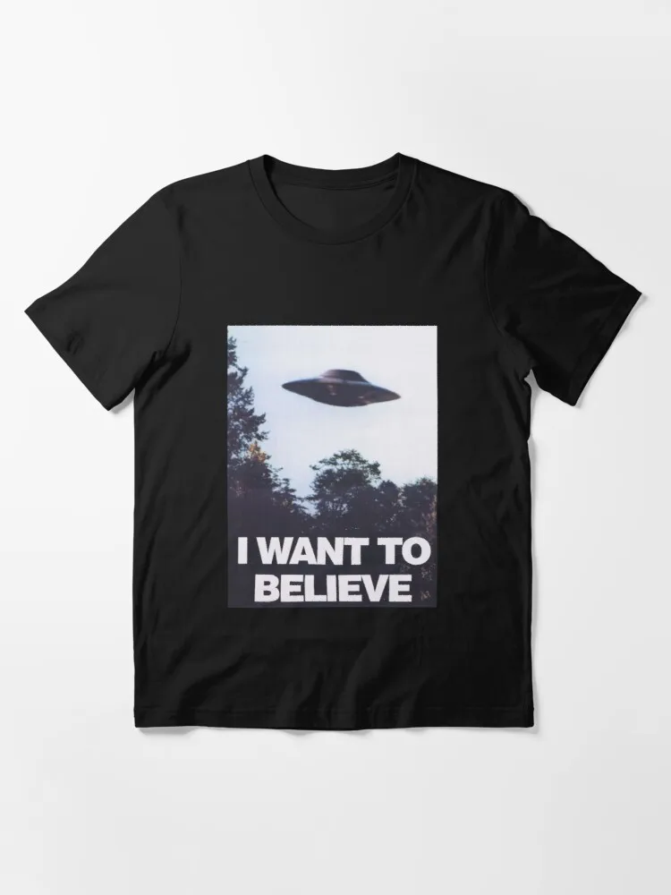 Летняя забавная Футболка с принтом The X файлы I Want To Believe Мужская футболка из