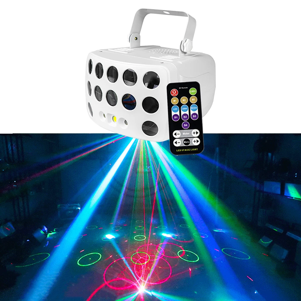 New Strobe Laser Lamp LED DJ Disco Light DMX RGB Remote Control Beam New Year Gift for Party Club Dance Stage Lighting Effect