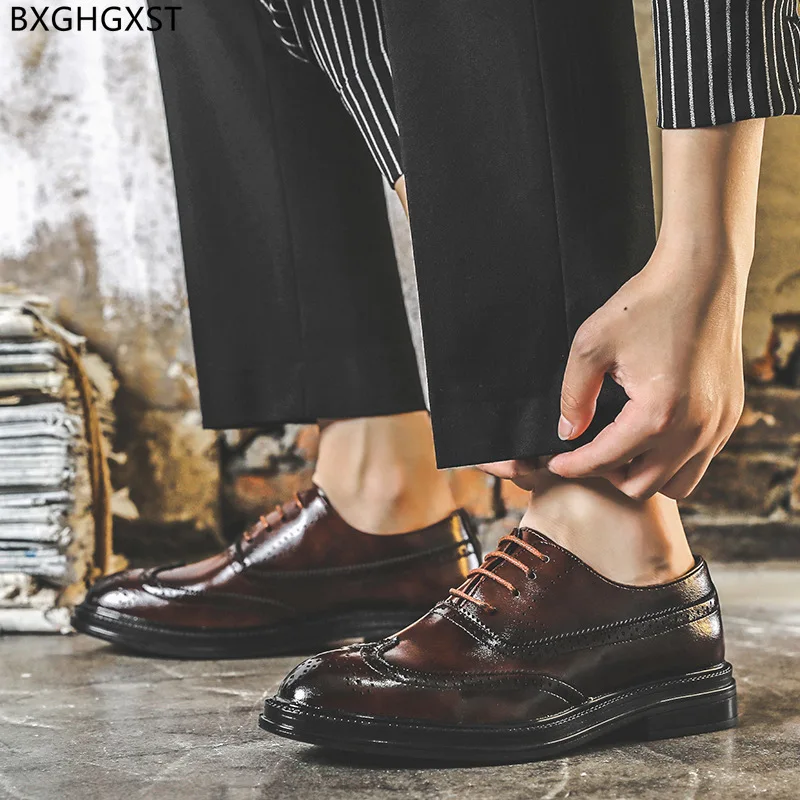 

Brown Brogue Men Wedding Shoes 2023 Brand Leather Shoes Men Formal Black Dress Shoes for M E N Zapatos De Vestir De Los Hombres