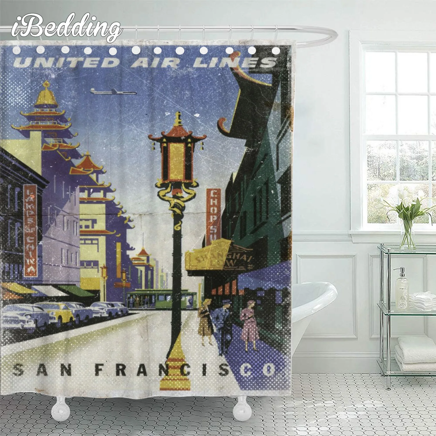 

Водонепроницаемая душевая занавеска С 3D-принтом, с крючками