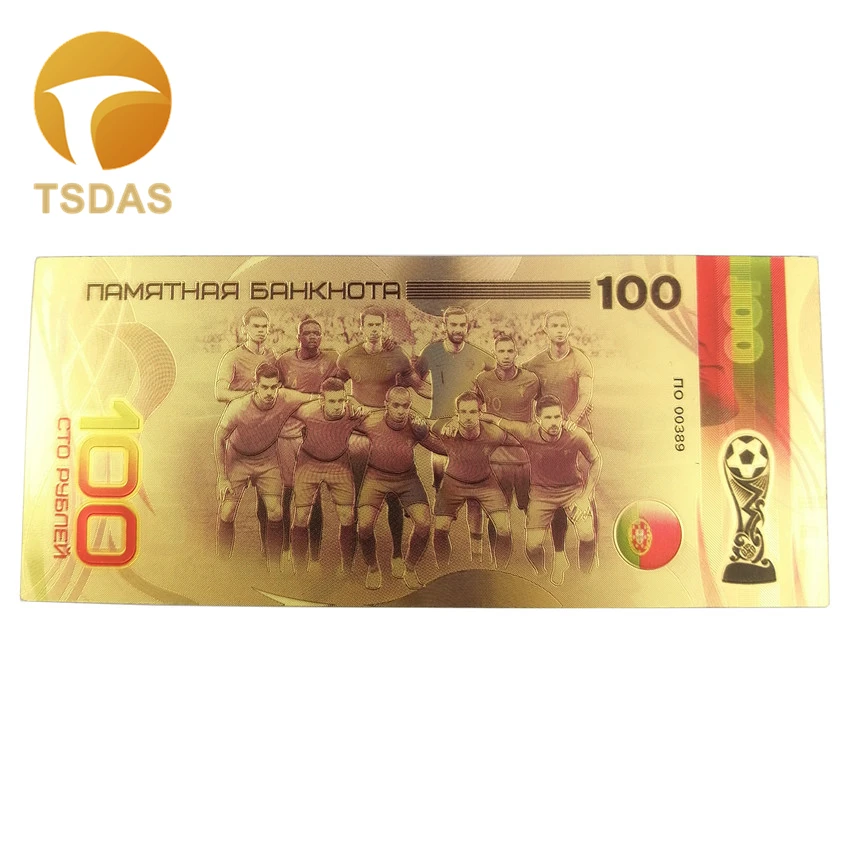 Россия сувенир 24K футбольная Золотая банкнота для коллекции банкнот