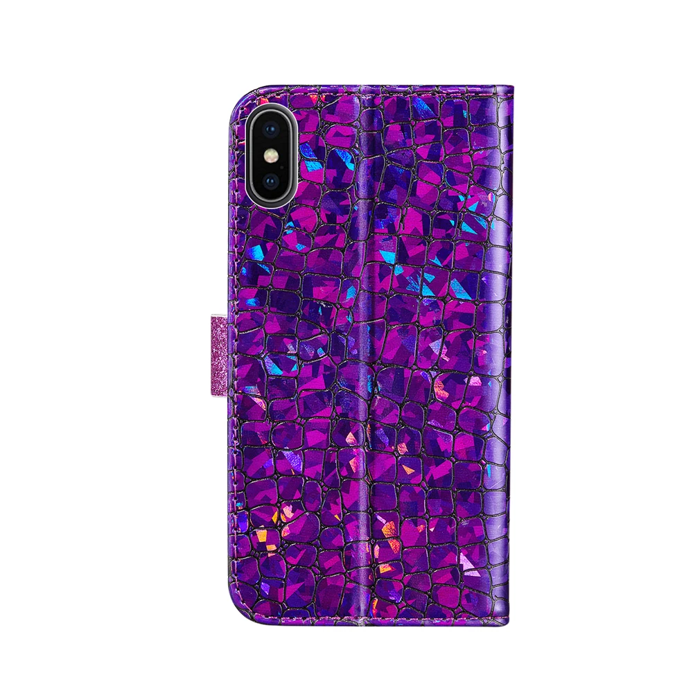Для iPhone Xs Max Xr X SE 5SE 5 5S 8 7 6s 6 Plus лазерный блеск сплайсинга стиль PU кожа падение