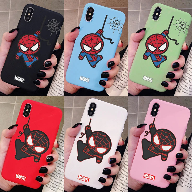 Чехол для телефона с рисунком Человека паука iPhone 11 Pro XR X Xs Max 8 7 6 Plus 6S 5S SE матовые