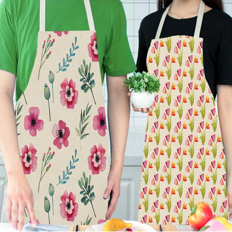 1 шт. листья Кухонный Фартук с узором для Для женщин из хлопка и льна нагрудники