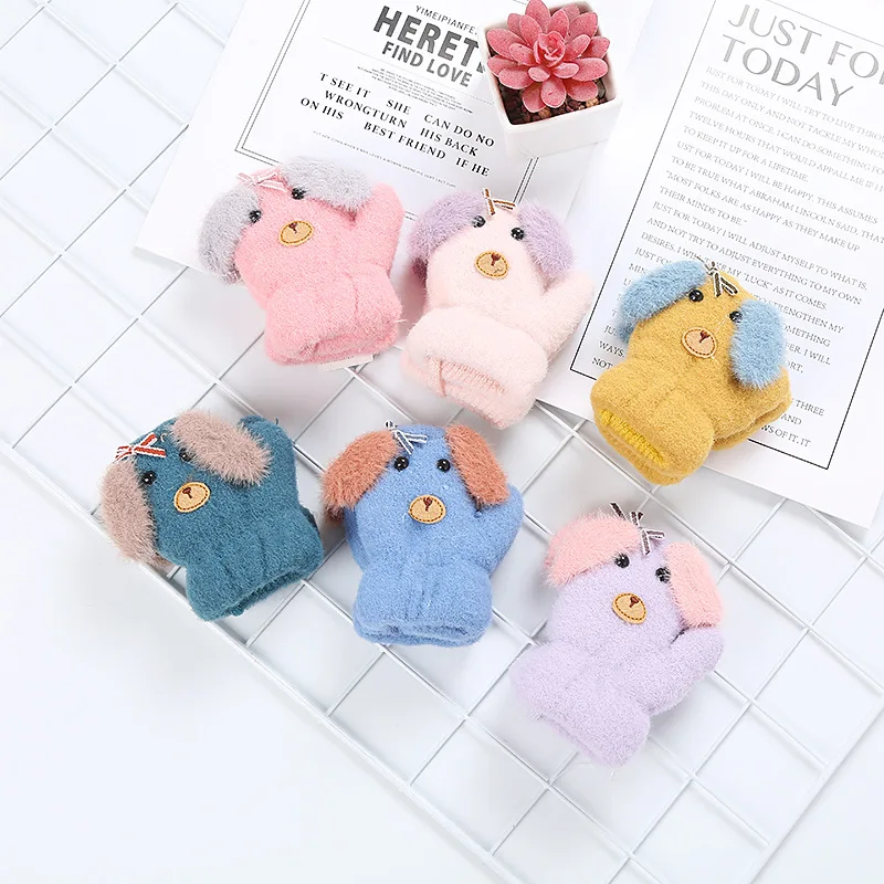 

Перчатки вязаные шерстяные двухслойные для мальчиков и девочек 0-3 лет