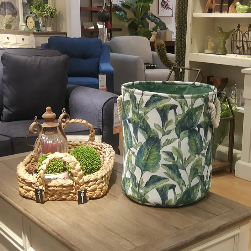 Зеленая холщовая корзина для белья Большая складная хранения различных