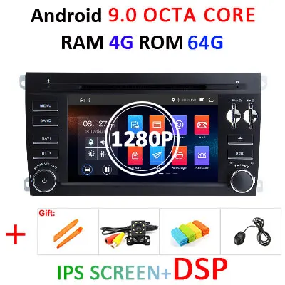 4G 64G IPS DSP 1280P Android 9,0 DSP 64G радио GPS 2 DIN в автомобиль для Porsche Cayenne 2003-2010 Cayenne S GTS 2003-2010 навигация ips экран dvd-плеер - Цвет: 4G 64G IPS DSP 1280P