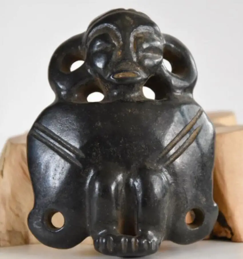 

Hongshan culture archaize black iron meteorite people statue