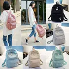 Вельветовый рюкзак для женщин, простой рюкзак в школьном стиле для девушек, повседневный однотонный дорожный портфель с двойной молнией, розовый, синий, серый, зеленый цвета