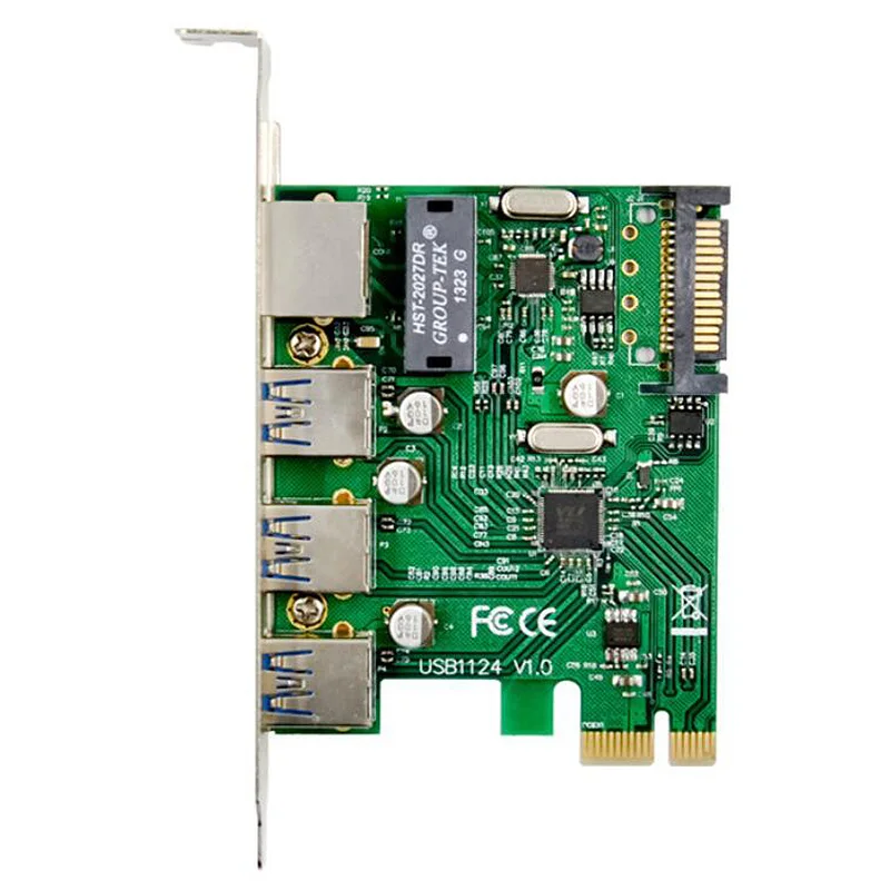 Супер скорость PCI E до 3 портов USB 0 + гигабитная RJ45 сетевая карта расширения usb хаб LAN
