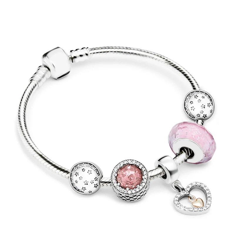 

NEW 100% 925 Sterling Silver Brand New 1:1 Heart and Soul, Telling The Whole Life Love Bracelet Set Women's Charming Gift