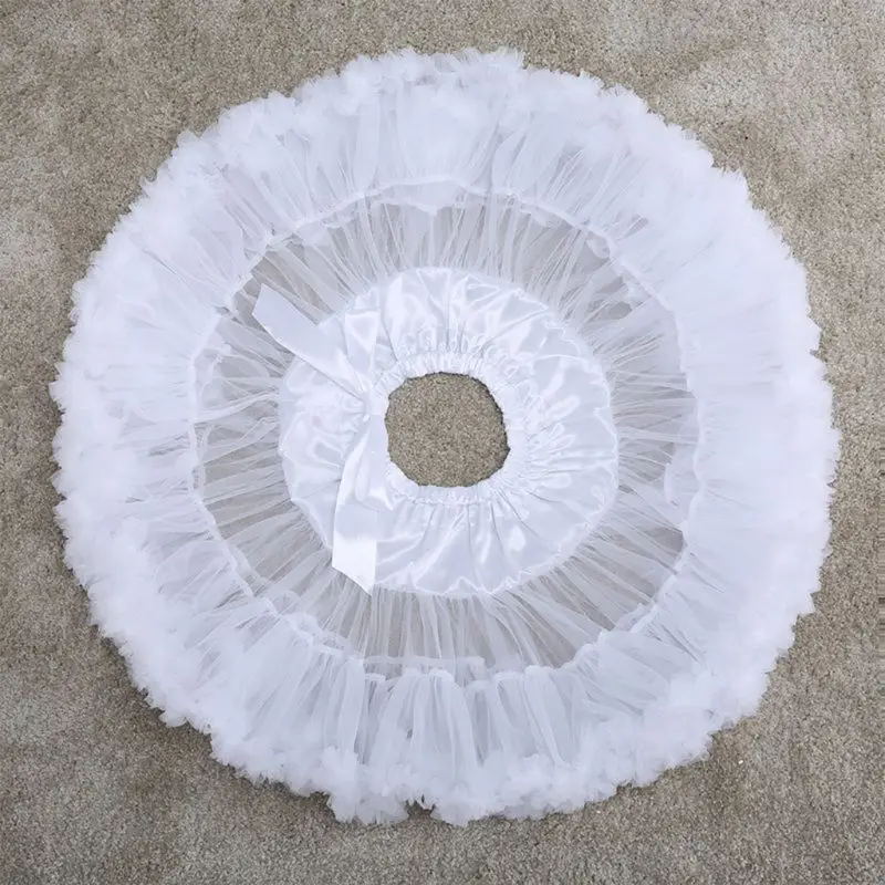 

Wedding dress Lolita Cosplay Petticoat A-Line Puffy Tutu Layered Pleated Tulle Ballet Dance Pettiskirts Big Bowknot Underskirt