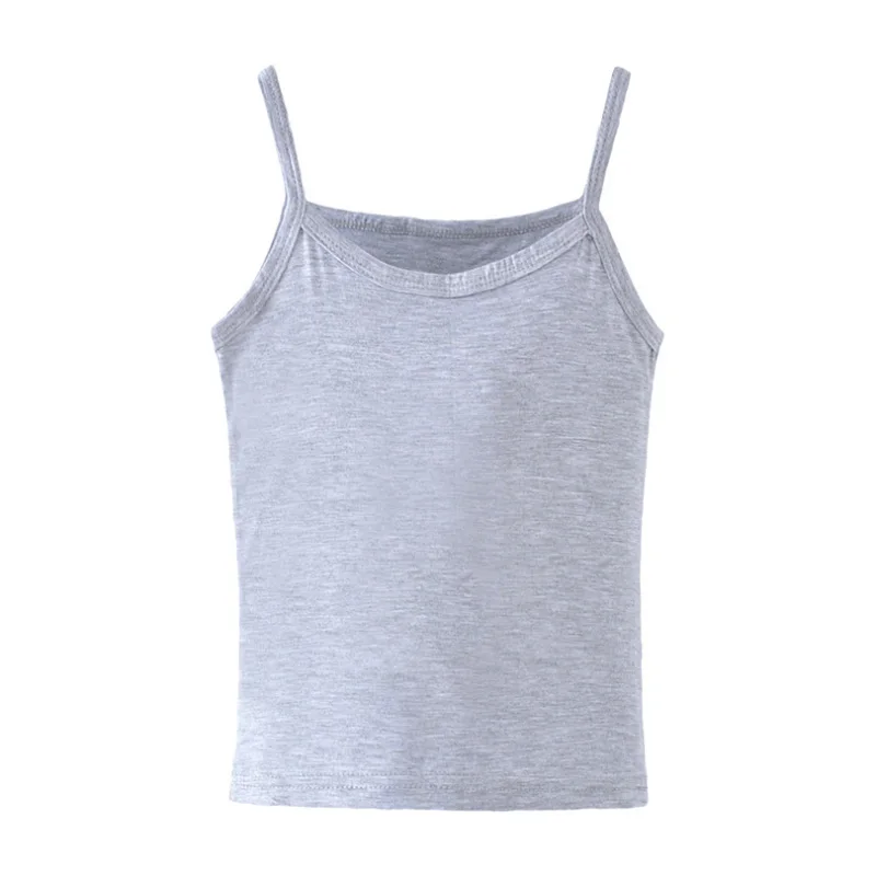 Ropa interior de verano para ni&ntilde;os, camisetas sin mangas de Modal para ni&ntilde;as, chaleco de Color puro, camiseta interior para ni&ntilde;os de 2 a 12 a&ntilde;os-4