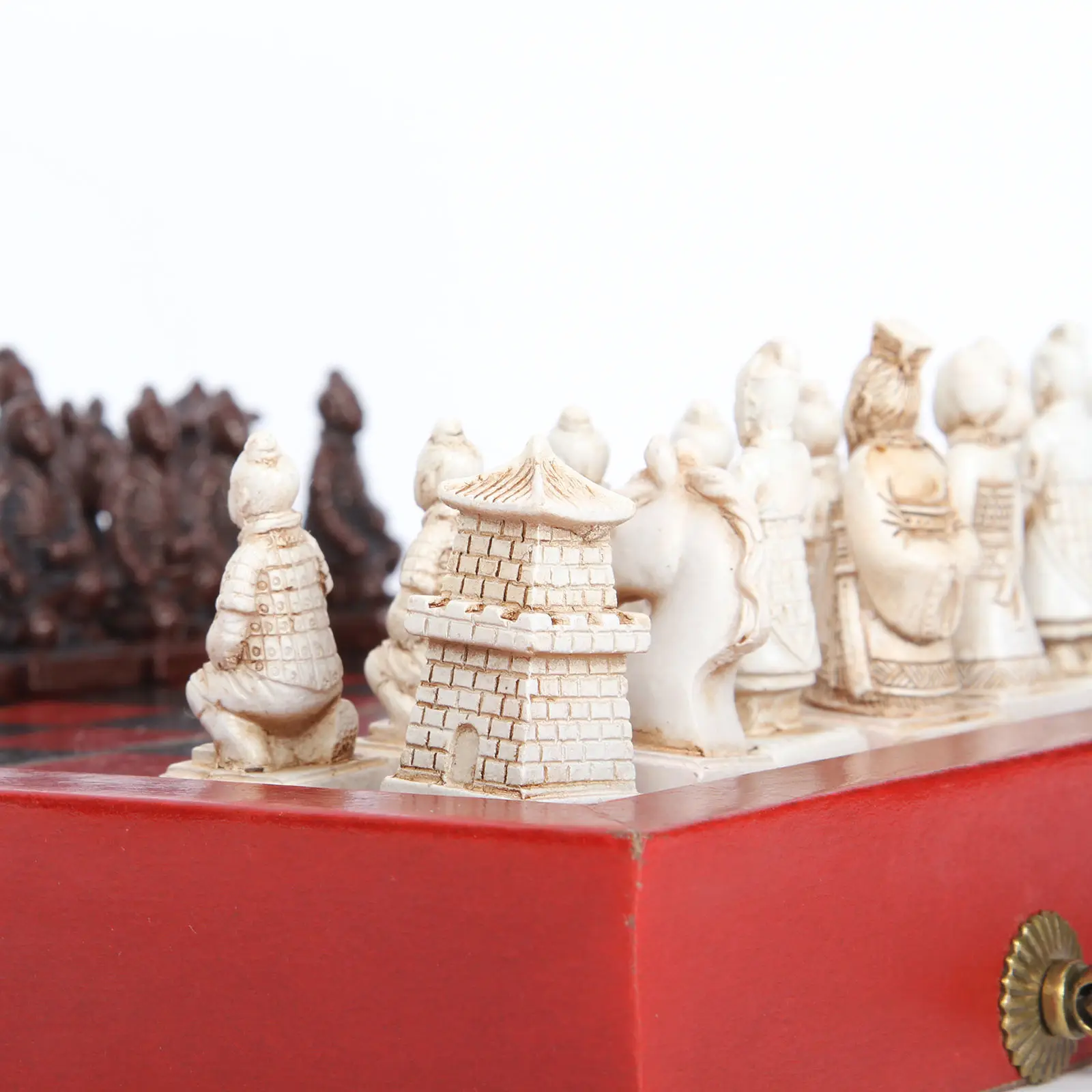 Chinese Terracotta Warriors Antique Chess Set 8&quotx8" Folding Chessboard Handmade Carved Unique Vintage Collectible Board Game | Спорт и