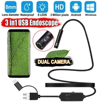 2022 Edityfo Dual Lens Endoscope 2MP 1080P For Android Phone Endoscope Camera 8mm USB Mini Camera With Led Light Borescope