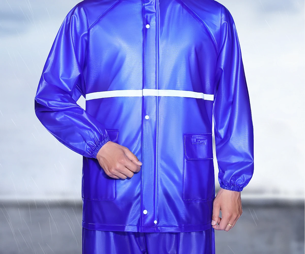 

Plastic Raincoat Thick Waterproof Hood Blue Rain Pants Suit Adult Motorcycle Windbreaker Jacket Capa Chuva Men Raincoat AC50RC