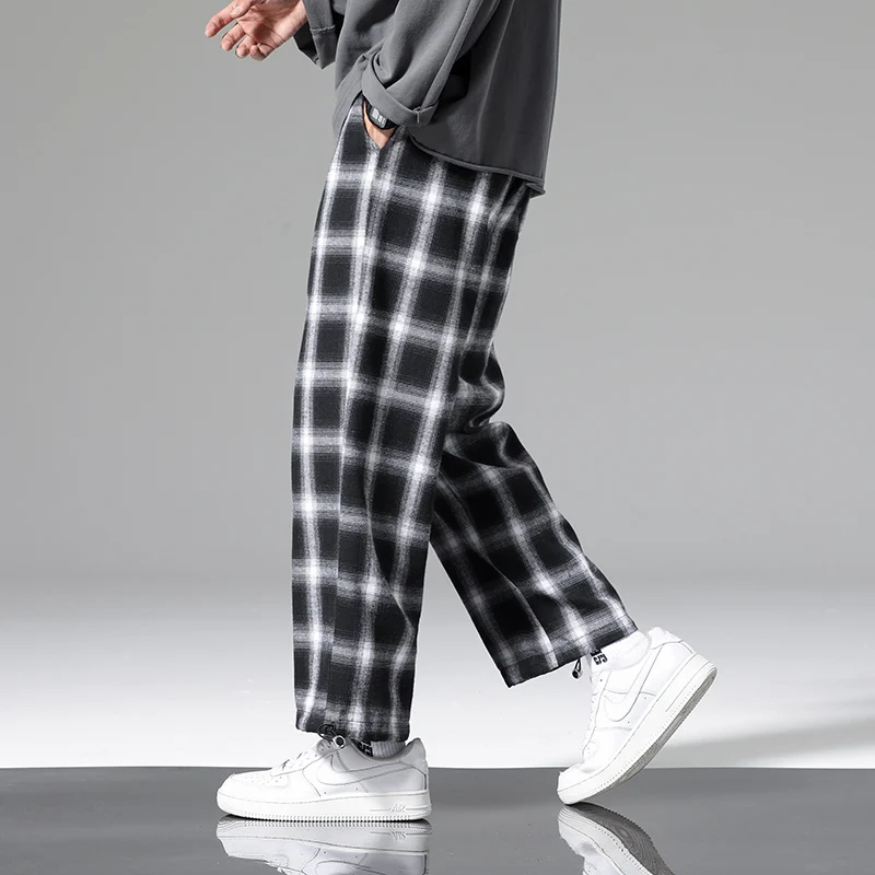 

Autumn Plaid Pants Men Fashion Loose Hip Hop Casual Trousers Korean Male Harem Pant All-match Confortable Joggers Streerwear