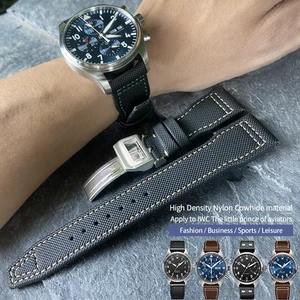 20/21/22mm High quality Calfskin Leather Nylon Watch strap Fit for IWC Pilot SPITFIRE MARK18 Portofi in India