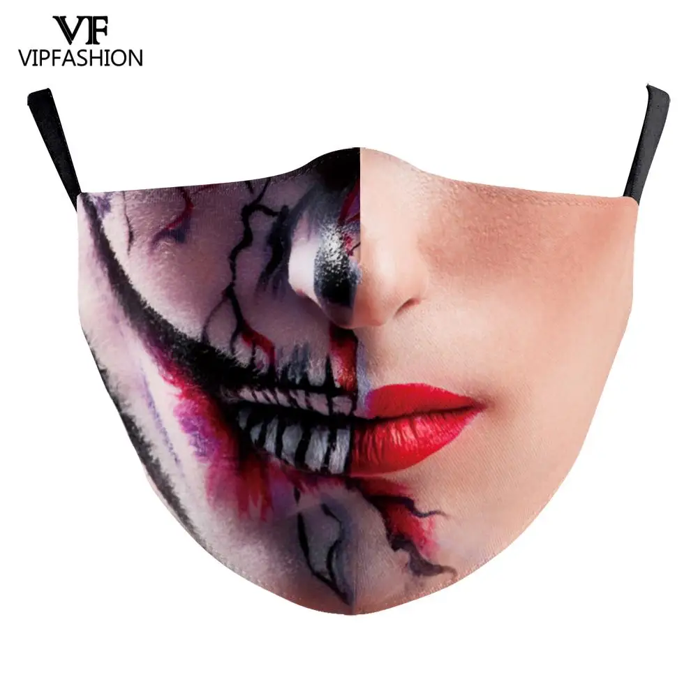 Модные моющиеся тканевые маски VIP для Хэллоуина с забавным джокером принтом лица