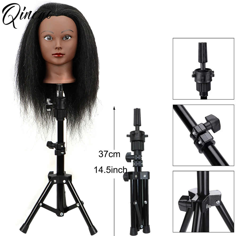 Голова манекена с человеческими волосами и подставкой для парика Штатив красоты