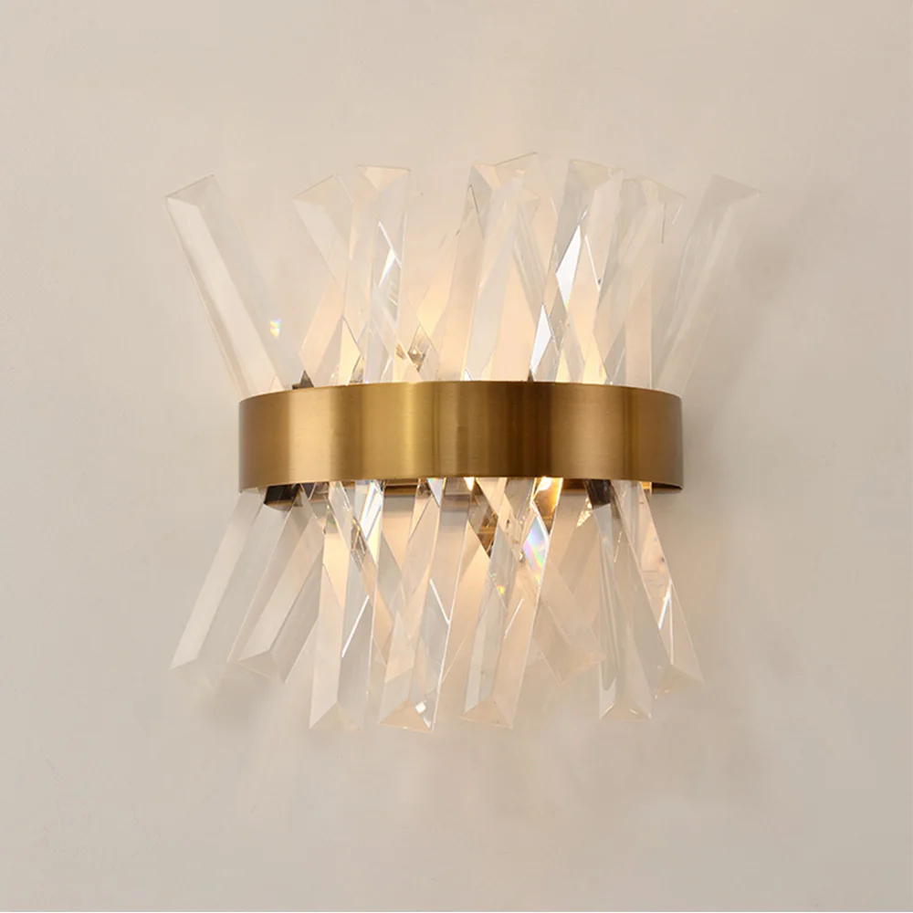 

Хрустальная настенная лампа, 90-260 В переменного тока, настенная лампа для спальни, ванной, простая гостиная, спальня, домашняя прикроватная лампа, светодиодсветодиодный Золотая лампа