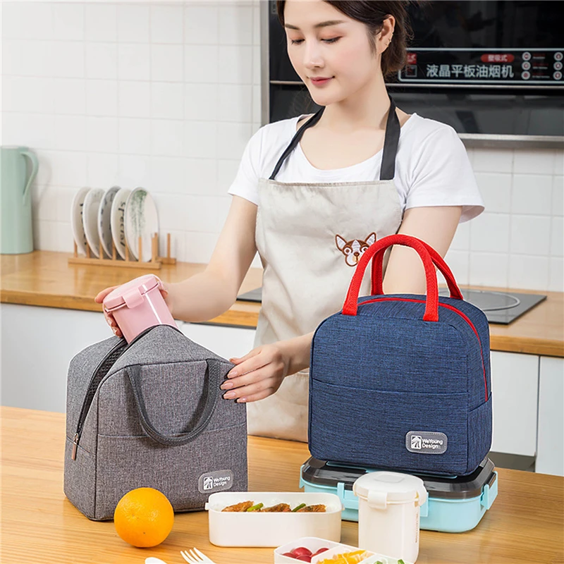 

New Hand-Held Lunch Box Bag Outdoor Thickened Winter Warm Insulated Bag Solid Color Large Capacity To Work When The Bag