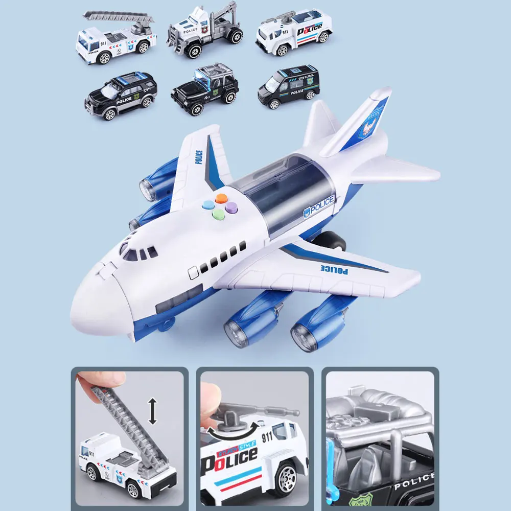 

Simulation Toy Airplane Storage Passenger Plane Police Fire Rescue Music Toy Cars Large Size Music Story Track Inertia Kids Toys