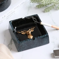 resin deer head portable ashtray for gift home office hotel outdoor smokeless ashtray holder home decor