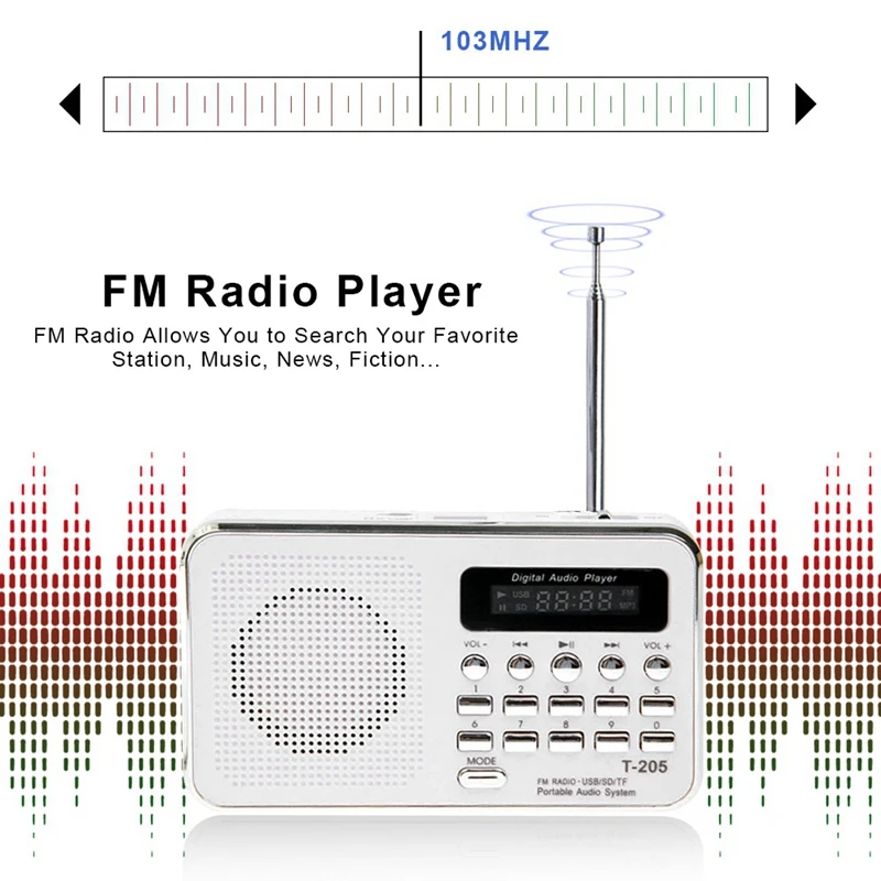 Популярный портативный мини Am Fm радио стерео динамик Поддержка Sd/Tf карты с Usb |