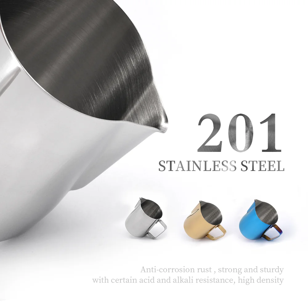 

350ML 600ML Milk Jug Stainless Steel Frothing Pitcher Pull Flower Cup Coffee Milk Frother Latte Art Milk Foam Tools Coffeware