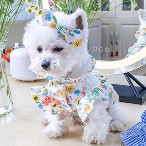 Cute Puppys Lace Embroidery Sun Flower Princess Dress Multiple Sizes Summer Seasons Sweet Girl Dogs For Small Lovely Dog Pets