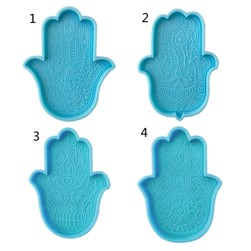 

Khamsah Hamsa Hand Coaster Epoxy Resin Silicone Mold Fatima Hand Tray Resin Mold D0JD
