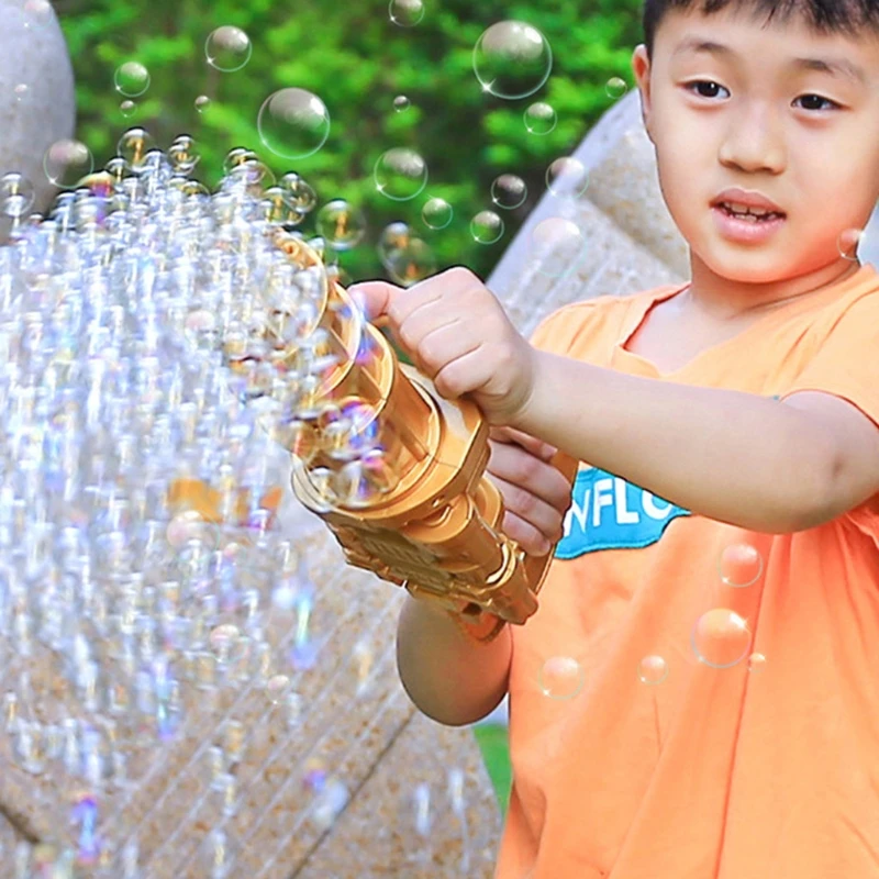 

Gatling Bubble Machine 15 Holes Kids Toy Colorful Bubble Funny Outdoor Games Gun Bubble Liquid Todders Handheld