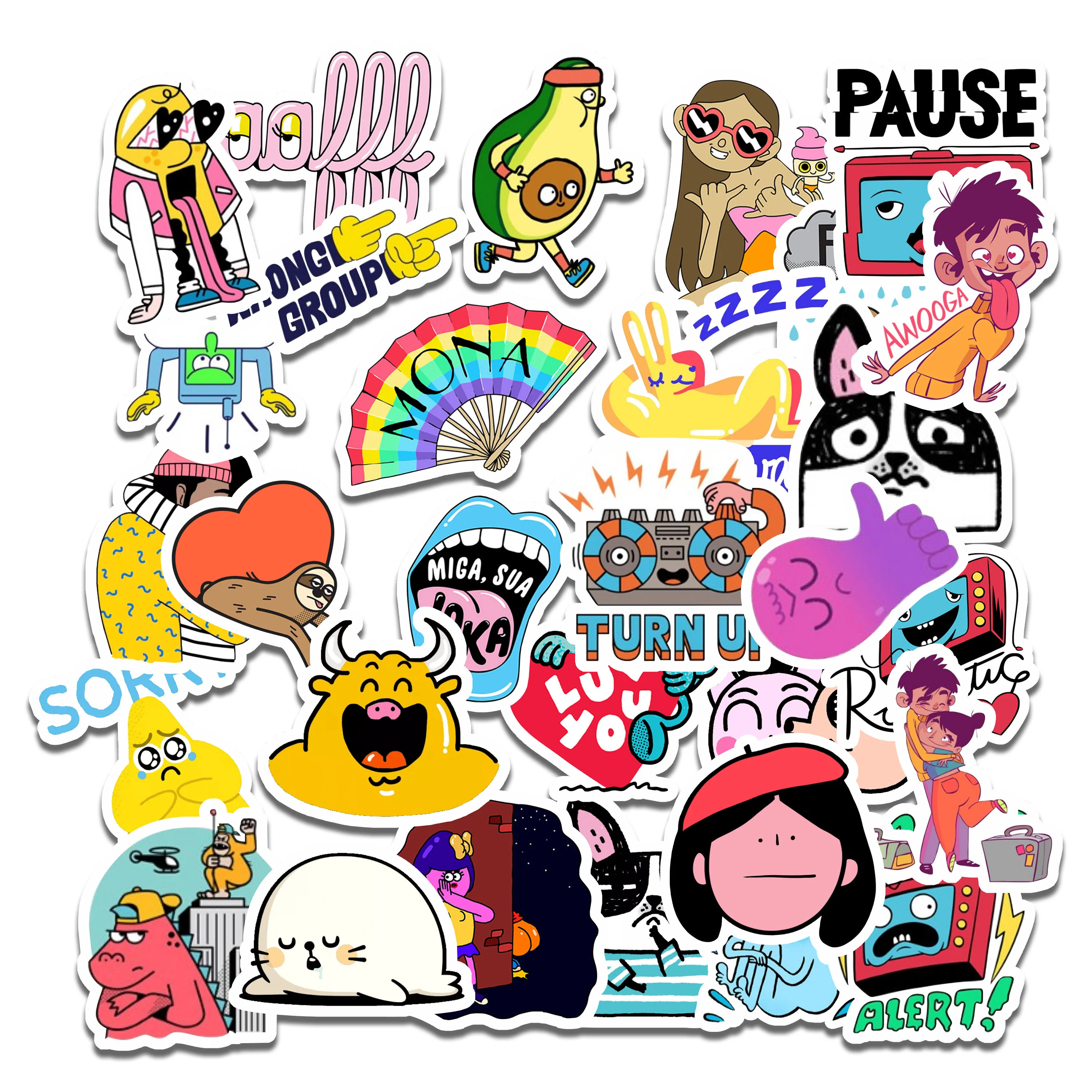 

50PCS Interesting Cartoon Series Graffiti Stickers Bike Travel Luggage Guitar Laptop PVC Waterproof Cool Sticker