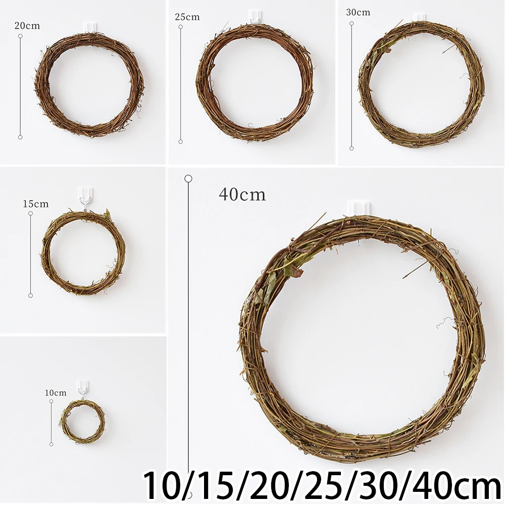 

10/15/20/25/30/40CM Rattan Ring Artificial Flowers Garland For Home Christmas Christmas Garland 2020 New Arrival