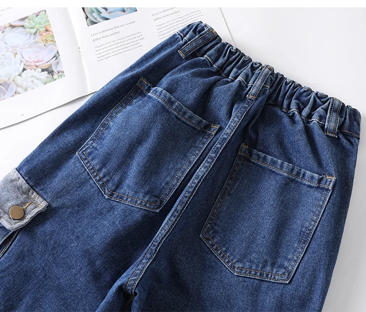 

Plus Size S-5XL Fashion Women Jeans For Women Loose BF 2021 Autumn Female High Waist Casual Denim Harem Pockets Cargo Pants V625
