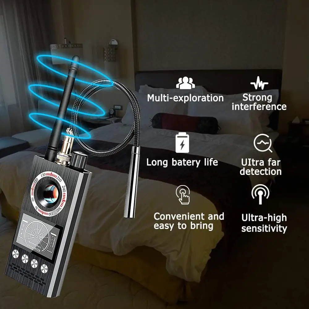 anti spy wireless rf signal detector bug gsm gps tracker hidden camera eavesdropping device military professional version k68 free global shipping