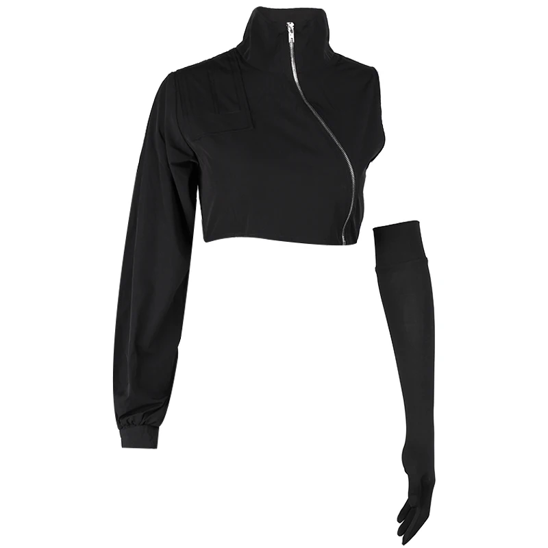 

Coat, female tide, autumn navel, personality, zipper, high-neck sweater, female design sense, niche sweater, ladies temperament