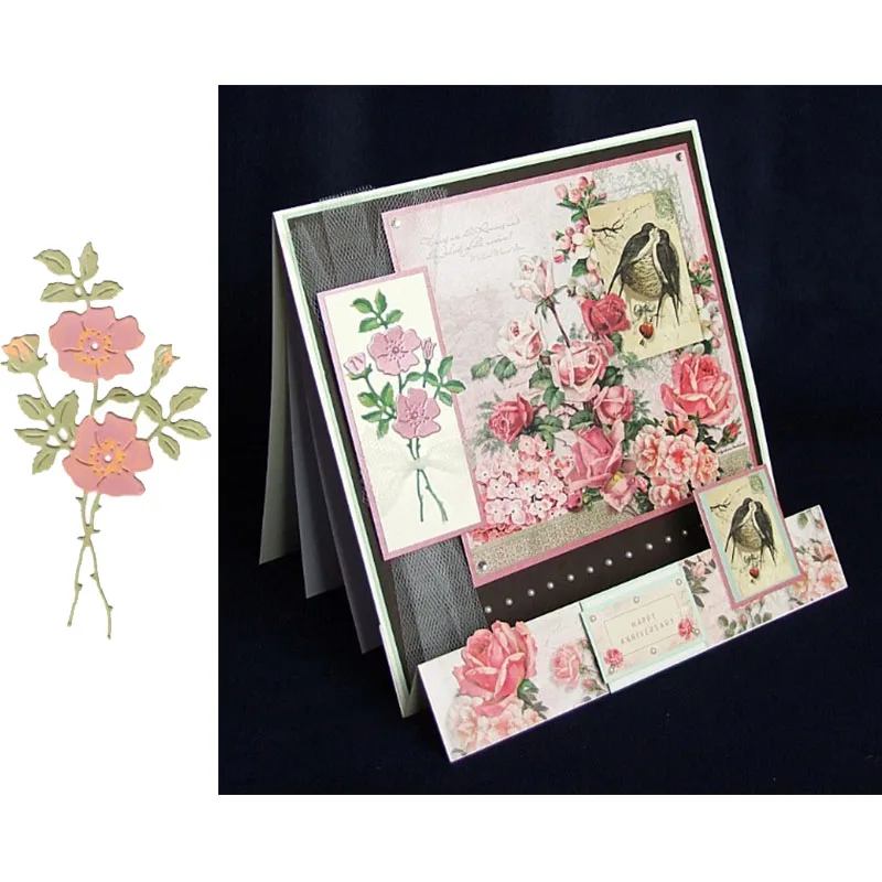 Английские Розы Цветочный узор металлические режущие штампы Трафаретный