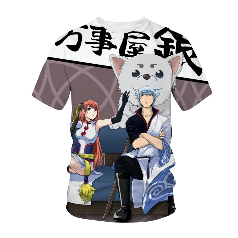 

Футболка Gintama с 3D-принтом аниме, Повседневная Уличная одежда для мужчин и женщин, модная футболка с круглым вырезом и коротким рукавом, футбо...