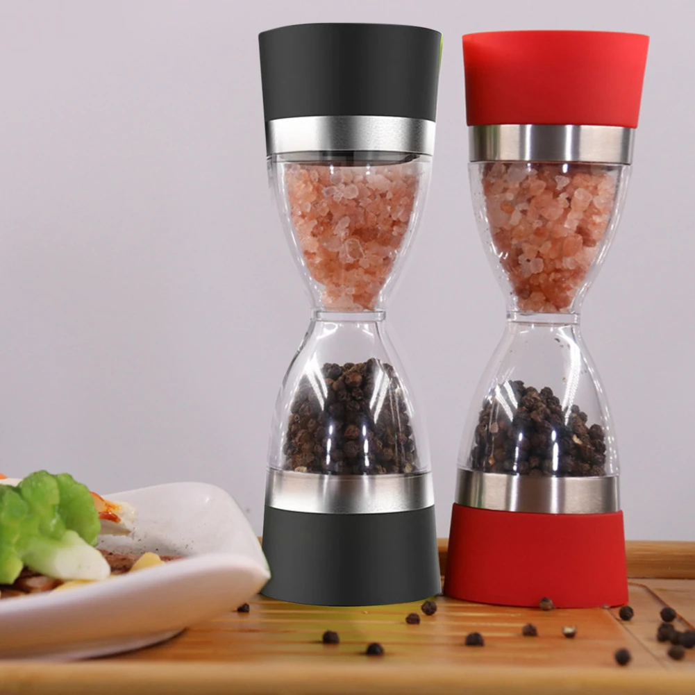 

Manually 2 in 1 Hourglass Shape Dual Salt Pepper Mill Spice Grinder Pepper Shaker for Kitchen Cooking Tools Easy to Clean CA